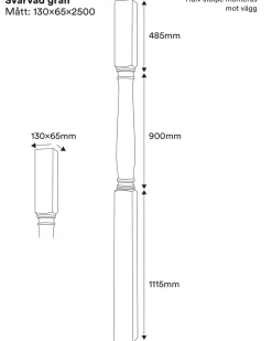 Svarvad pelare - Halvstolpe 2500 x 130 mm