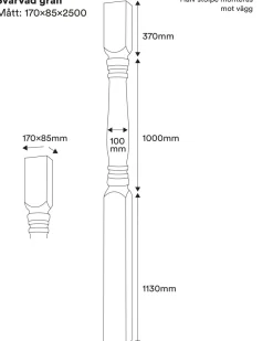 Svarvad pelare - Halvstolpe 2500 x 170 mm