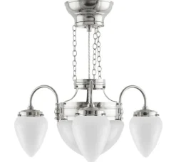 Takkrona - Trearmad ringkrona nickel, opalvitt glas