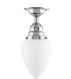 Taklampa - Byström 80 nickel, vit droppe