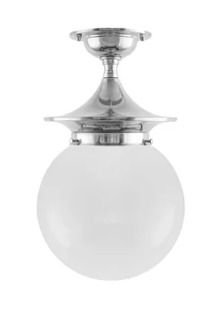 Taklampa - Dahlberg 100 nickel, opalvit klotskärm