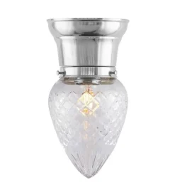 Taklampa - Frödingplafond 80 nickel, droppe klarglas