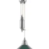 Taklampa - Skomakarhiss nickel med grön skärm 25 cm