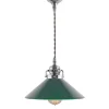 Taklampa - Skomakarsladd nickel med grön skärm 25 cm