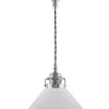 Taklampa - Skomakarsladd nickel, liten vit skärm 15 cm