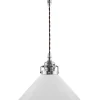 Taklampa - Skomakarsladd nickel med hög vit skärm 25 cm
