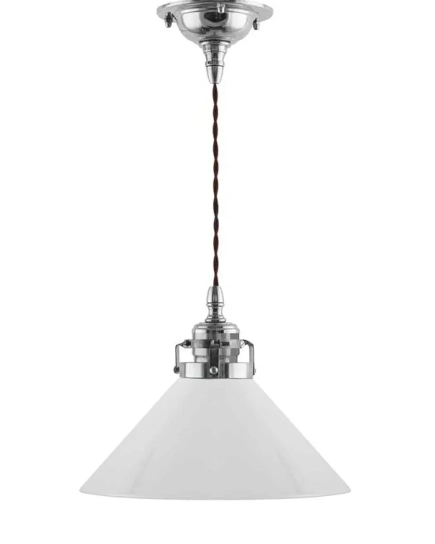 Taklampa - Skomakarsladd nickel med hög vit skärm 25 cm
