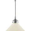 Taklampa - Skomakarsladd nickel med hög benvit skärm 25 cm
