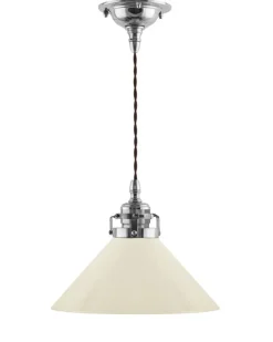 Taklampa - Skomakarsladd nickel med hög benvit skärm 25 cm