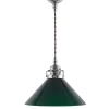 Taklampa - Skomakarsladd nickel, hög grön skärm 25 cm