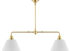 Taklampa - Spelbordslampa mässing, tygskärmar
