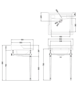Tvättställ - Burlington Classic 65 cm, kromställning
