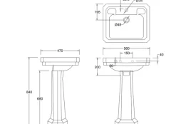 Tvättställ - Burlington Victorian 56 cm med piedestal