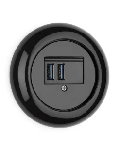 USB-uttag svart porslin - THPG infällt