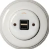 USB-uttag vitt porslin - Fontini infällt
