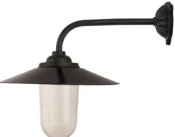Utomhuslampa - Stallampa 90° lång böj, svart skärm