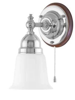 Vägglampa - Adelborg nickel, opalvit klocka