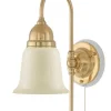Vägglampa - Ahlström mässing, benvit klocka