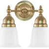 Vägglampa - Bergman mässing, opalvit klocka