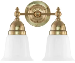 Vägglampa - Bergman mässing, opalvit klocka