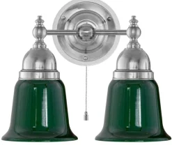 Vägglampa - Bergman nickel, grön klocka
