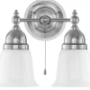 Vägglampa - Bergman nickel, opalvit klocka