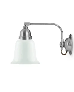 Vägglampa - Gripenberg nickel, opalvit klocka, brun