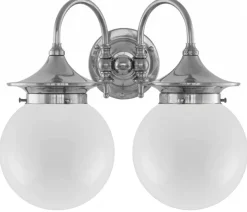 Vägglampa - Tigerstedt nickel, opalvita klot