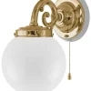 Vägglampa - Topelius mässing, opalvit klot