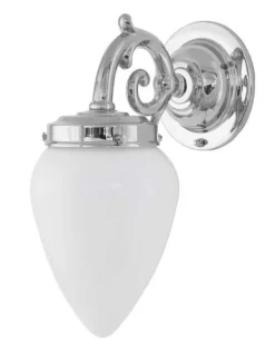Vägglampa - Topelius nickel, opalvit droppe