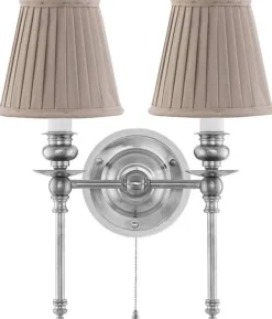 Vägglampa - Wivallius nickel, beige tygskärm