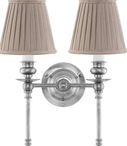 Vägglampa - Wivallius nickel, beige tygskärm
