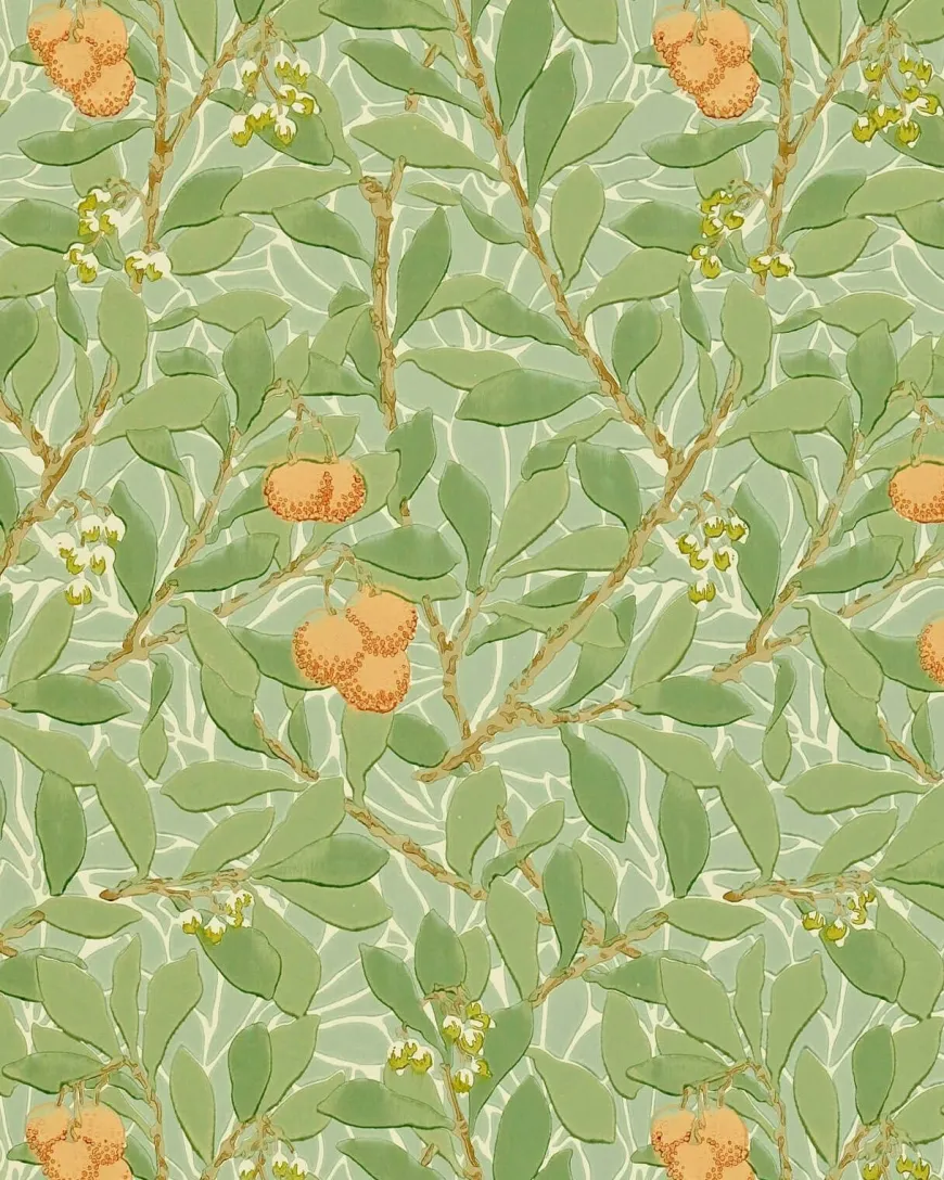 William Morris & Co. Tapet - Arbutus Green/Terracotta