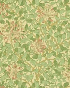 William Morris & Co. Tapet - Honeysuckle Green/Beige/Pink