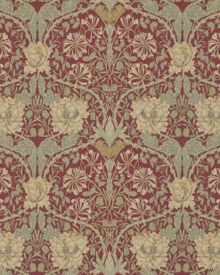 William Morris & Co. Tapet - Honeysuckle & Tulip Red/Gold