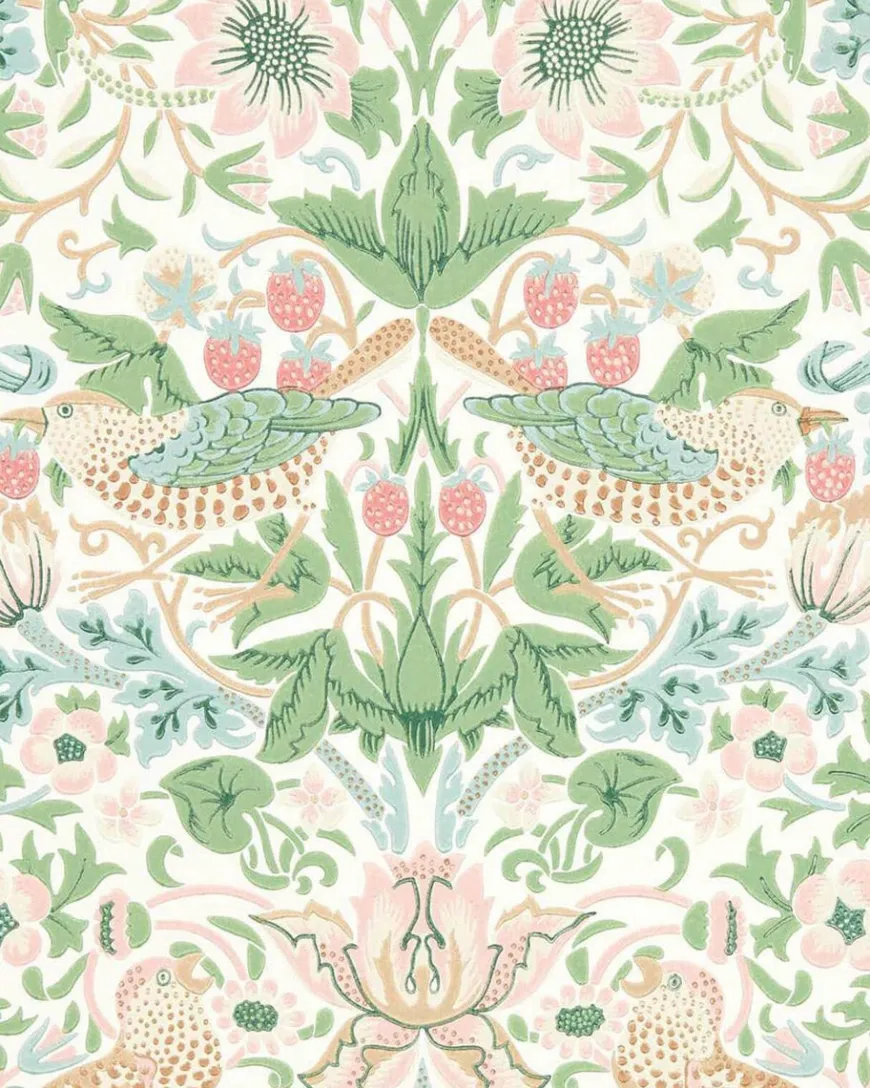 William Morris & Co. Tapet - Simply Strawberry Thief cochineal pink